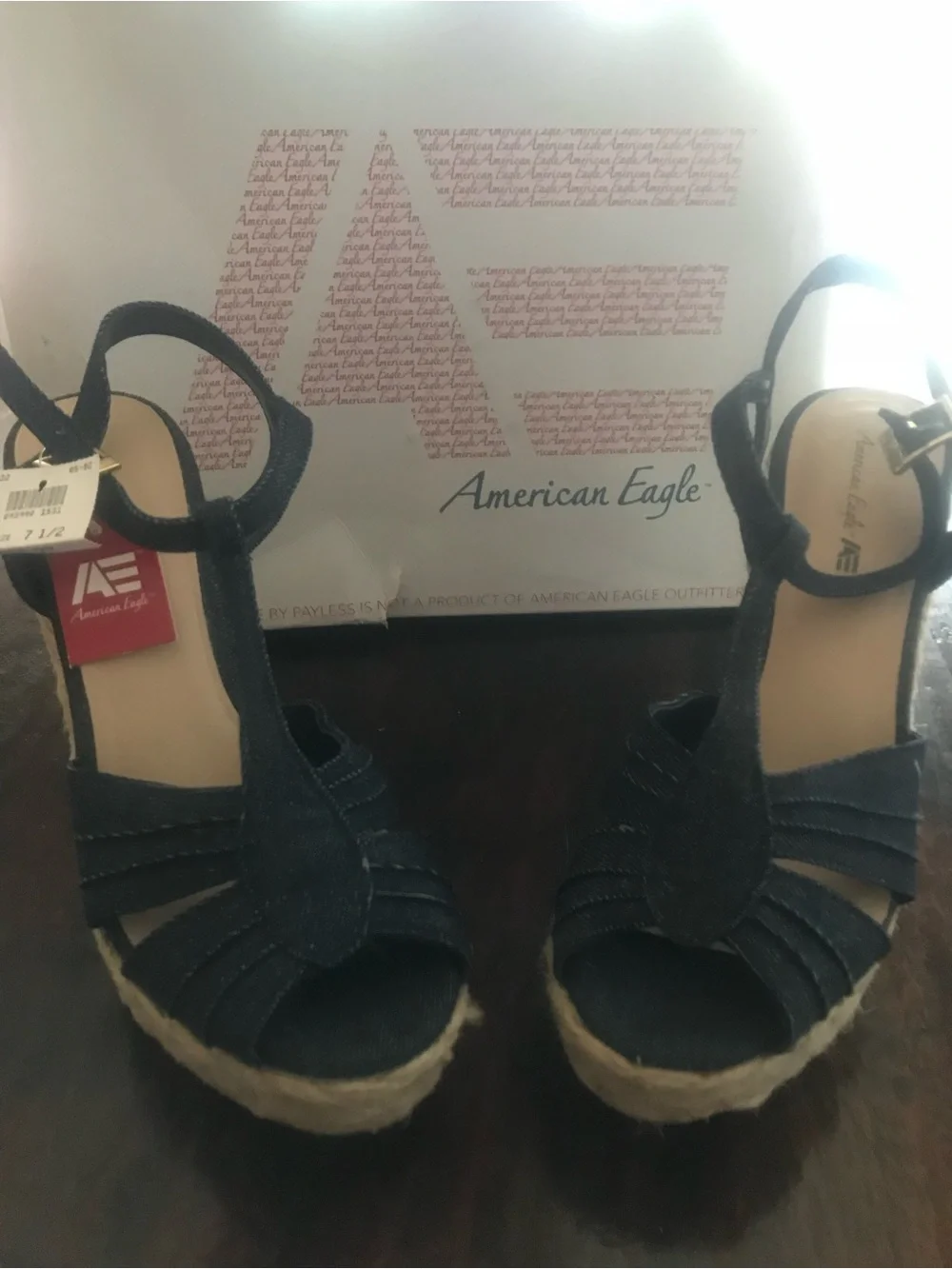 NWT American Eagle Outfitters navy blue wedge sandals size US 7.5